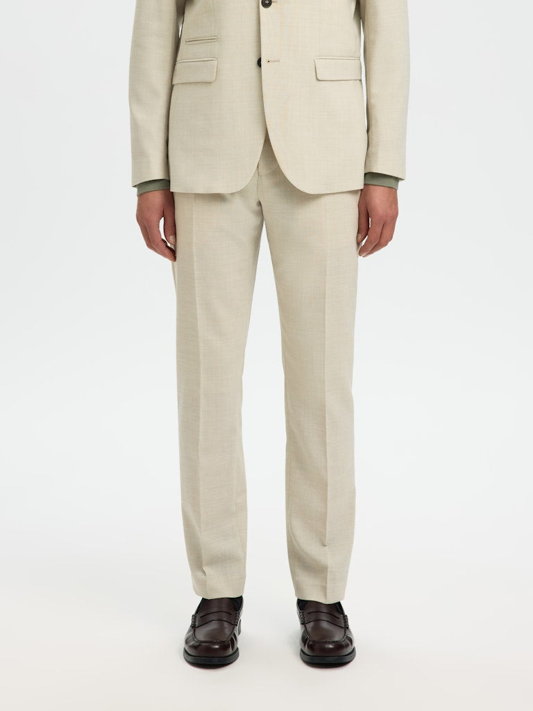 Selected miesten suorat housut SLHSLIM-Oasis Linen Trs, Egret