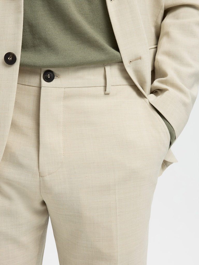 Selected miesten suorat housut SLHSLIM-Oasis Linen Trs, Egret