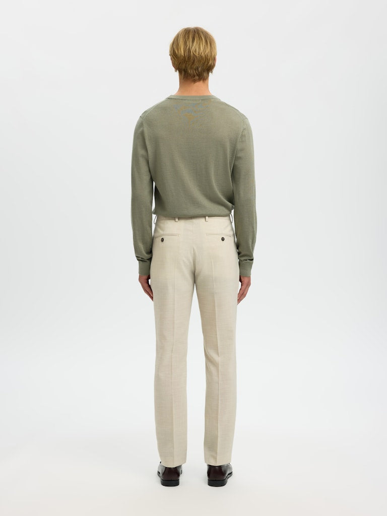 Selected miesten suorat housut SLHSLIM-Oasis Linen Trs, Egret