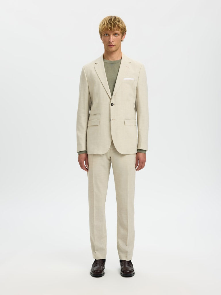 Selected miesten suorat housut SLHSLIM-Oasis Linen Trs, Egret