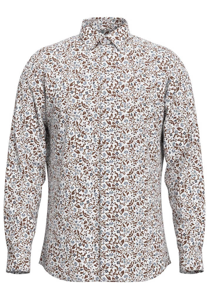 Selected Miesten Kauluspaita, SLIM PERFORMANCE AOP SHIRT Bright White Blue Floral