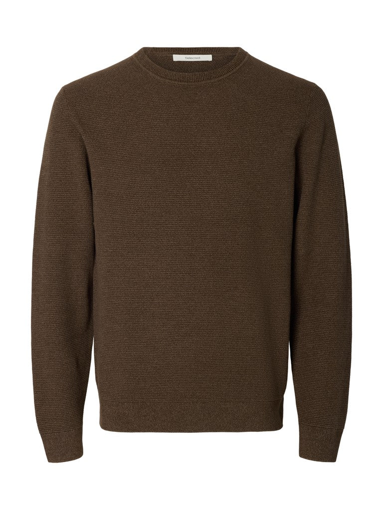 Selected miesten neulepusero Ross Crew Neck, Delicioso Chocolate Chip