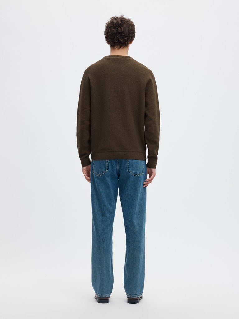 Selected miesten neulepusero Ross Crew Neck, Delicioso Chocolate Chip