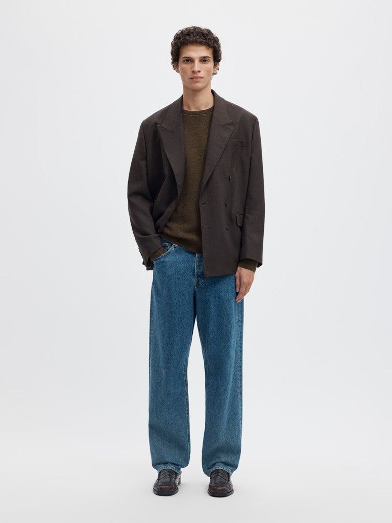 Selected miesten neulepusero Ross Crew Neck, Delicioso Chocolate Chip