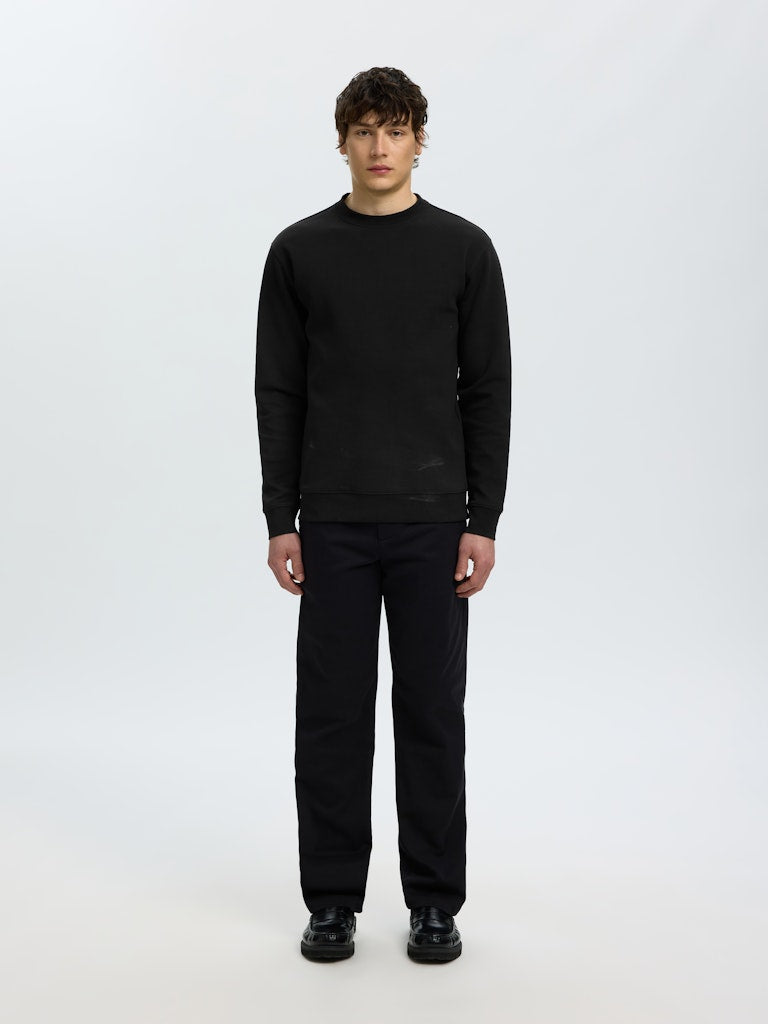 Selected miesten collegepaidat Tom Soft Crew Neck Sweat, musta