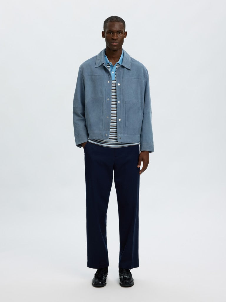 Selected miesten pikeepaita Jasper Stripe SS Polo, Egret Blissful Blue + Del