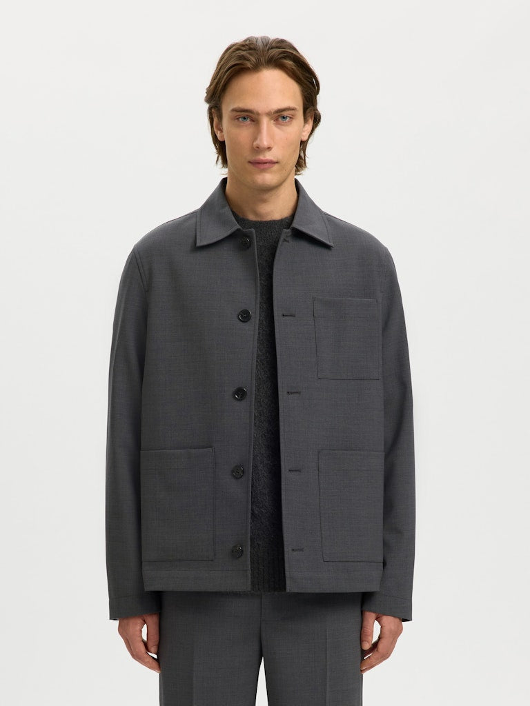 Selected miesten paitatakki SLHRELAX-MAGS HYBRID OVERSHIRT BLAZER EX, Asphalt