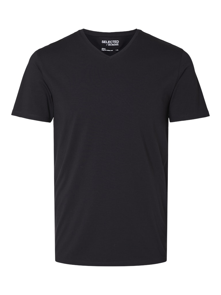 Selected miesten T-paidat New Pima V-Neck, Black