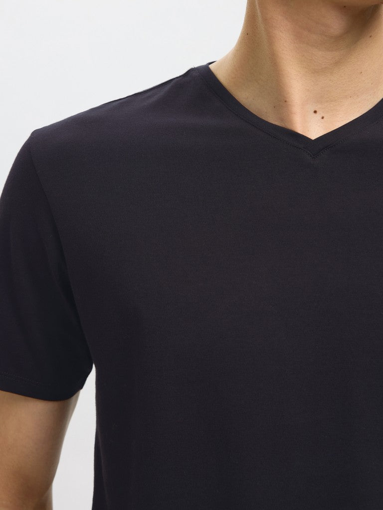 Selected miesten T-paidat New Pima V-Neck, Black