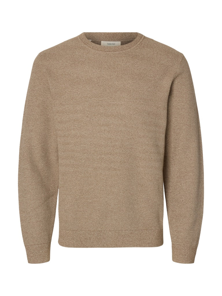 Selected Miesten Neulepusero ROSS LS KNIT STRUCTURE NOS ORGANIC COTTO, Oatmeal Greige