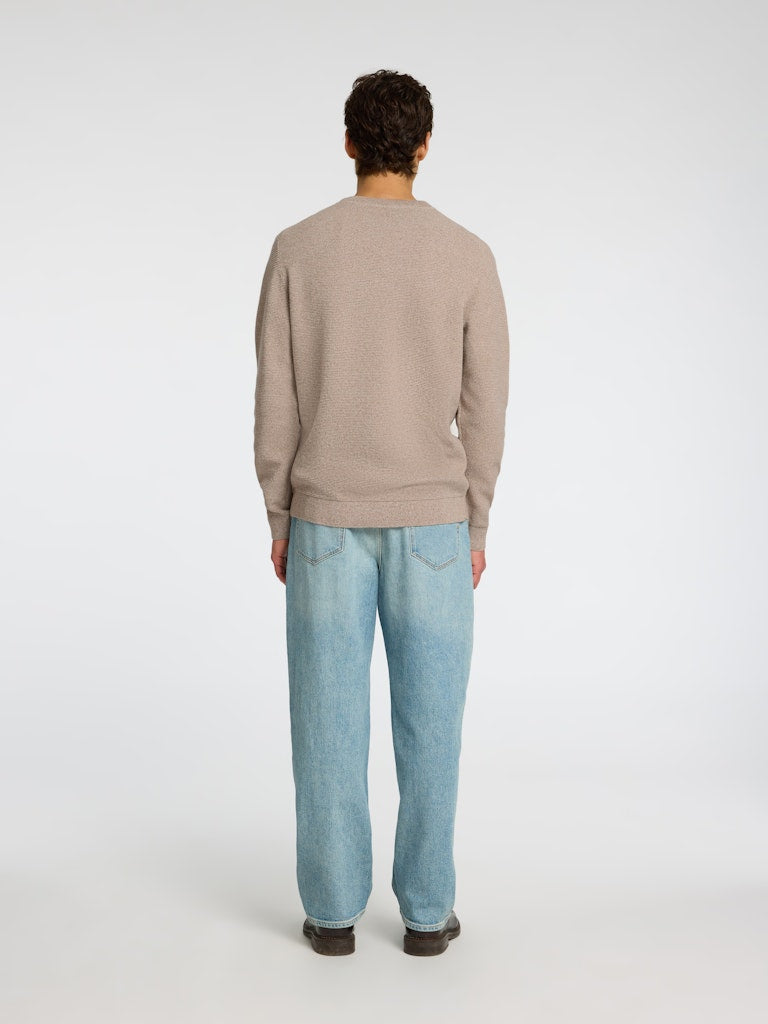 Selected Miesten Neulepusero ROSS LS KNIT STRUCTURE NOS ORGANIC COTTO, Oatmeal Greige