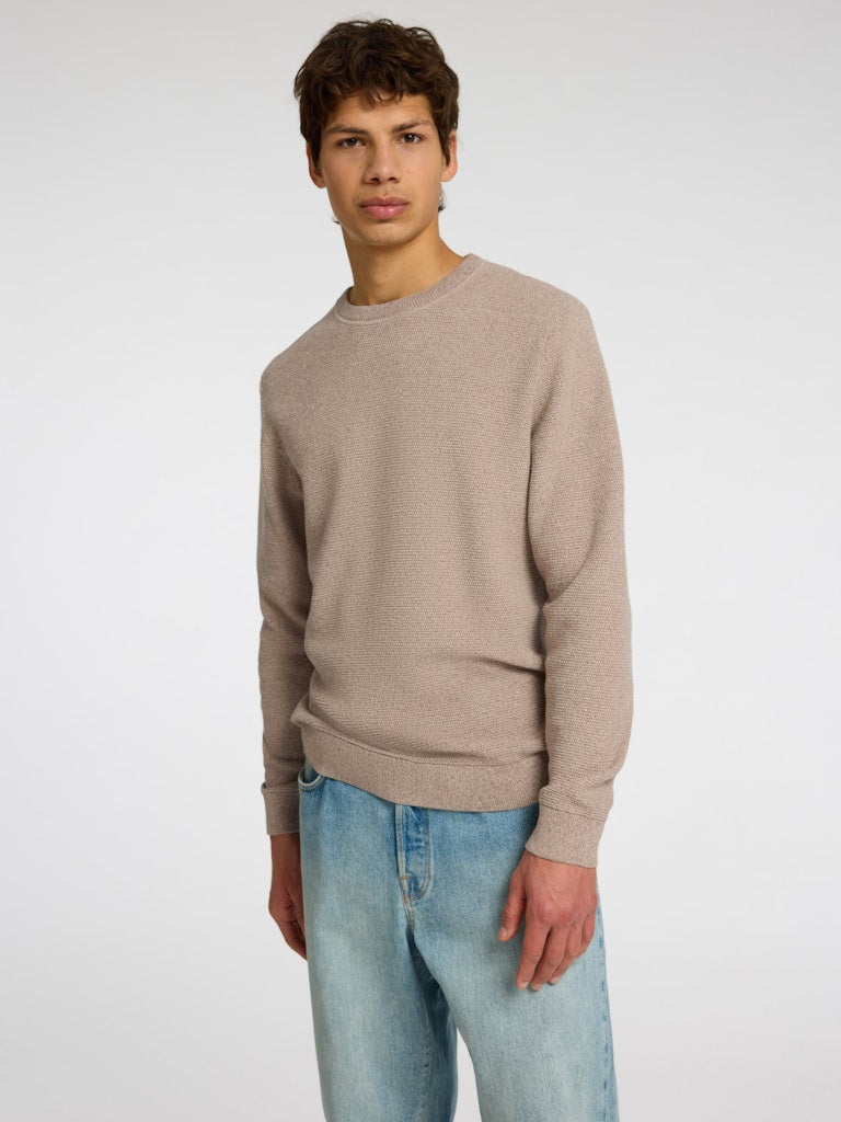 Selected Miesten Neulepusero ROSS LS KNIT STRUCTURE NOS ORGANIC COTTO, Oatmeal Greige
