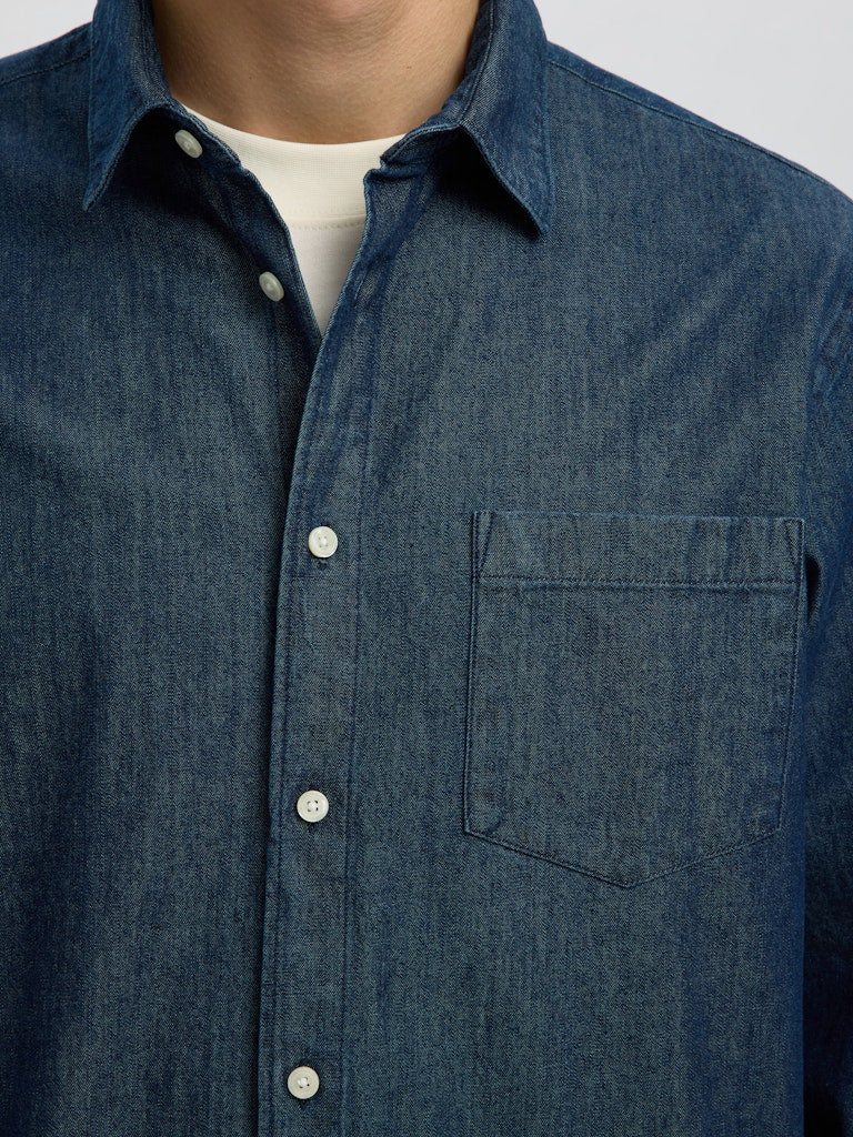 Selected miesten farkkupaita REG CARLO DENIM LS SHIRT NOOS, Dark Blue Denim