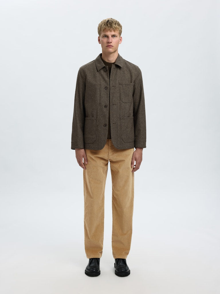 Selected miesten vakosamettihousut Straight Miles Cord Pant NOS, Kelp