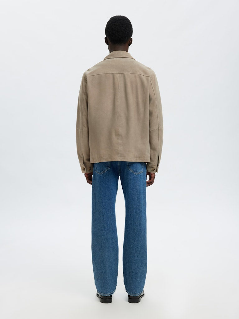 Selected miesten nahkatakki SLHTHOM SUEDE OVERSHIRT NOOS, Desert Taupe