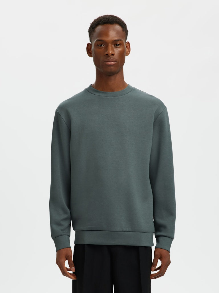 Selected miesten collegepaita MANUEL SOFT CREW NECK, Balsam Green