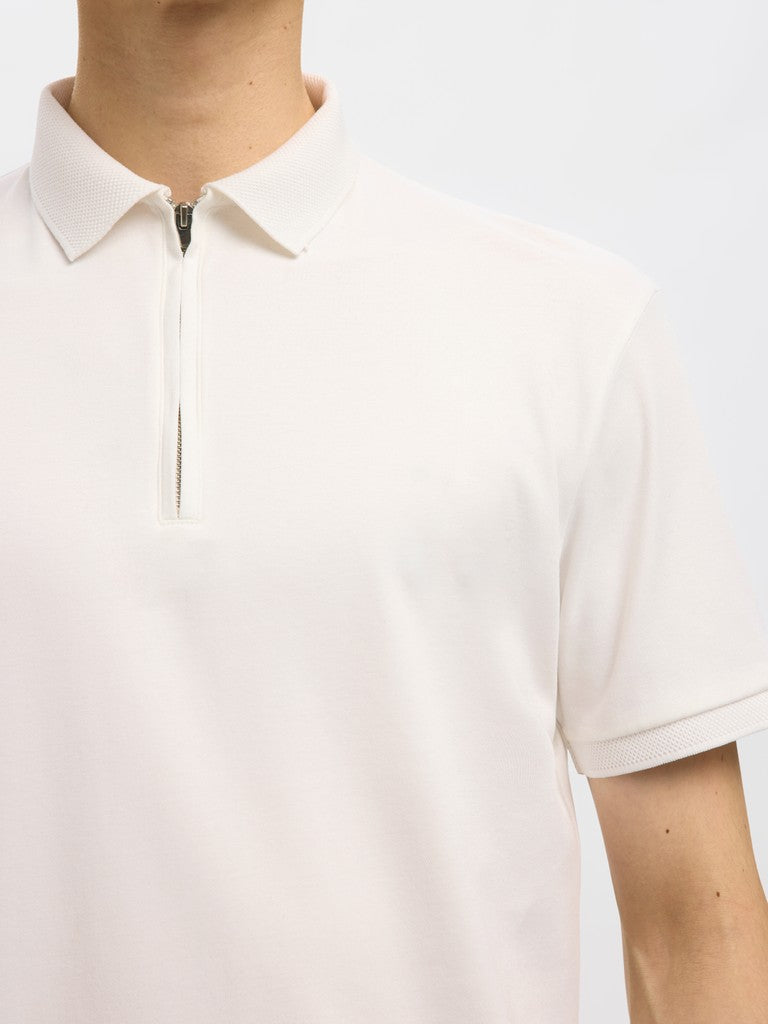 Selected miesten pikeepaita Fave Zip, Cloud Dancer