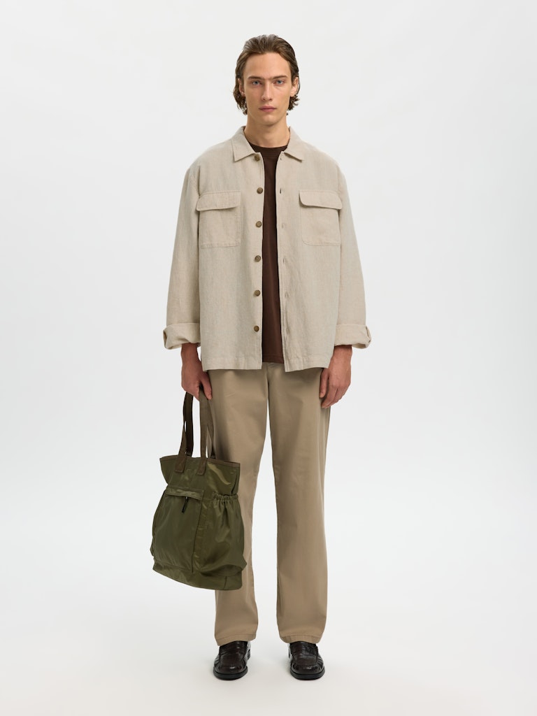 Selected miesten paitatakki SLHLEROY Linen Blend Overshirt, Pure Cashmere