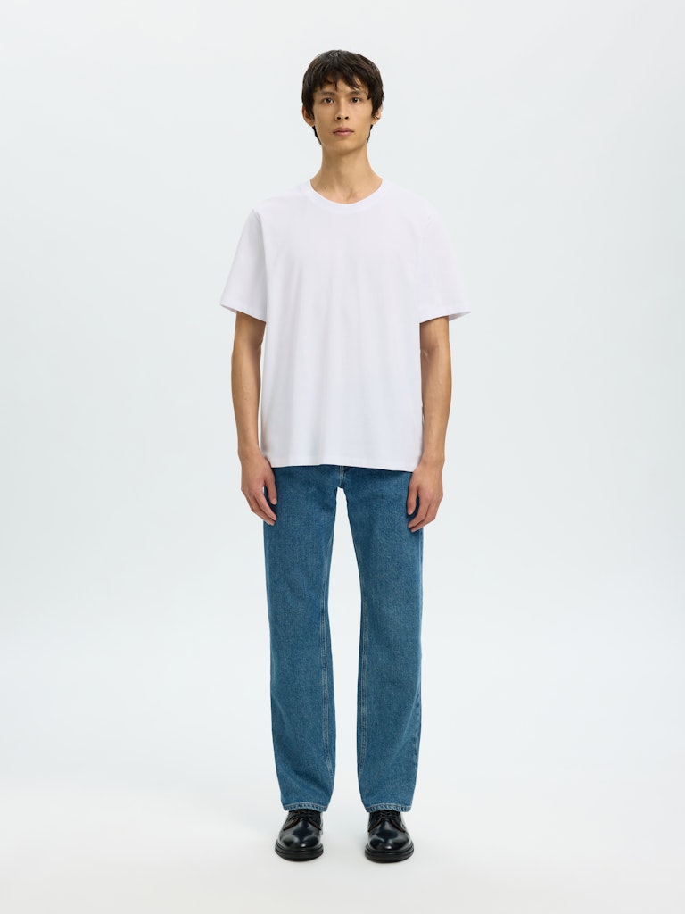 Selected miesten t-paita SLHATLAS SS O-Neck Tee, valkoinen