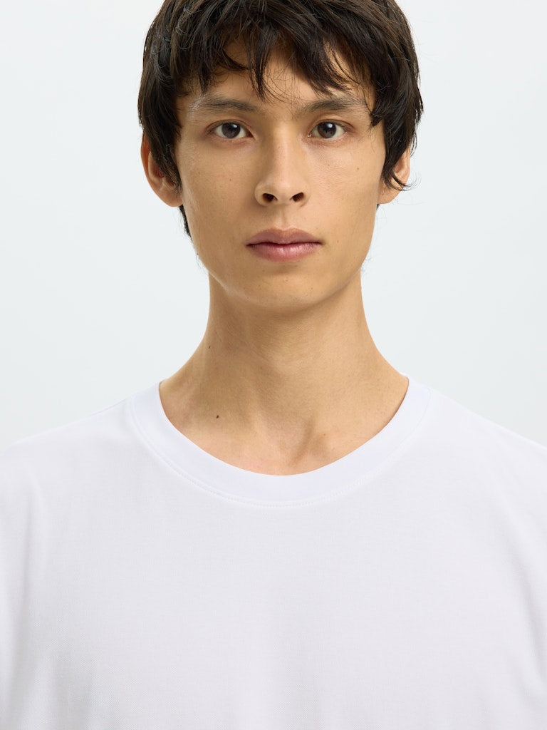 Selected miesten t-paita SLHATLAS SS O-Neck Tee, valkoinen