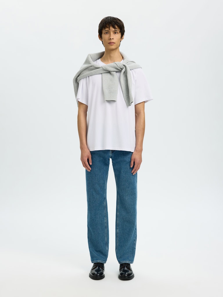 Selected miesten t-paita SLHATLAS SS O-Neck Tee, valkoinen