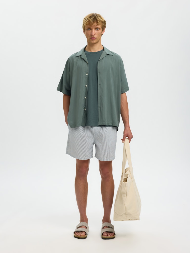 Selected miesten t-paita SLHATLAS SS O-Neck Tee, Balsam Green