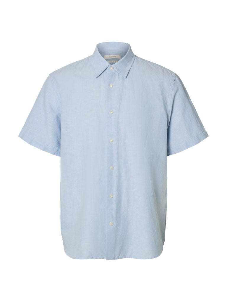 Selected miesten kauluspaita SlhRegClay Linenblend, Dusty Blue
