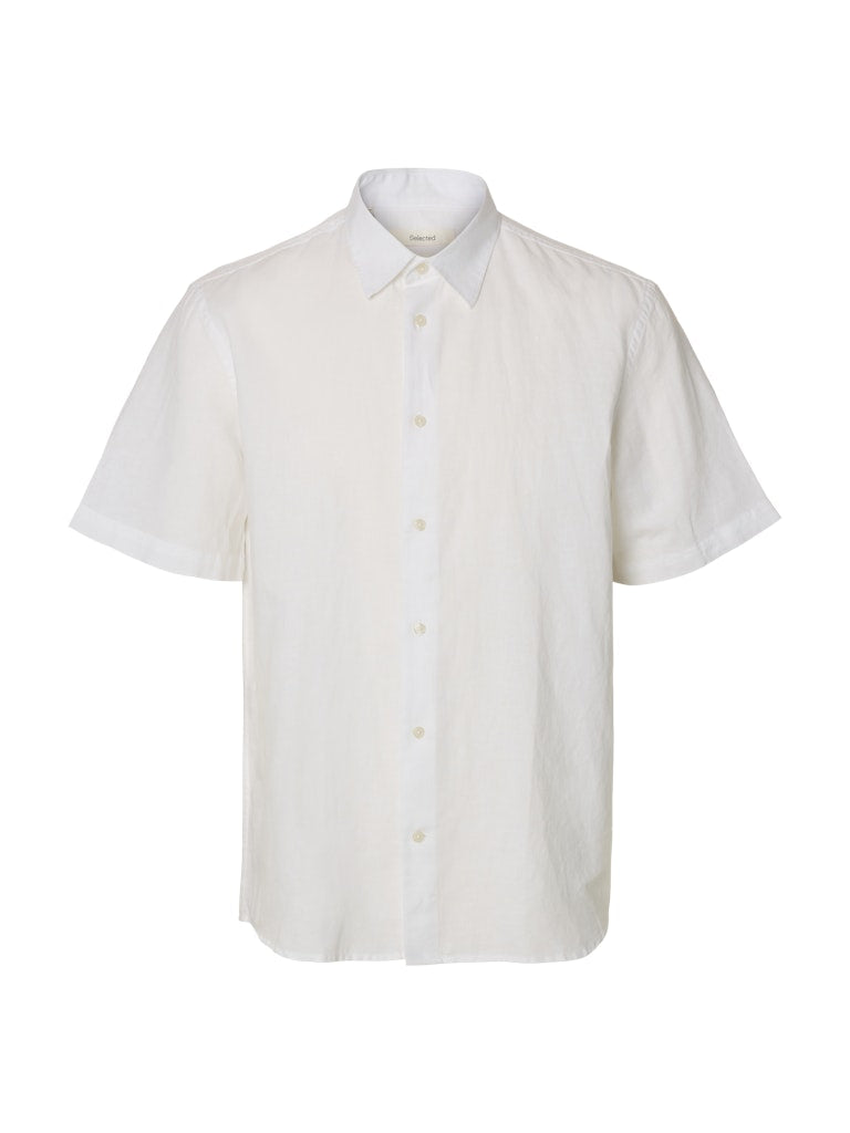 Selected miesten kauluspaita SlhRegClay Linenblend, Bright White