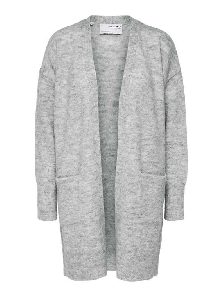 Selected Femme naisten neuletakki Lulu New Ls Knit Long Cardigan, Light Grey Melange