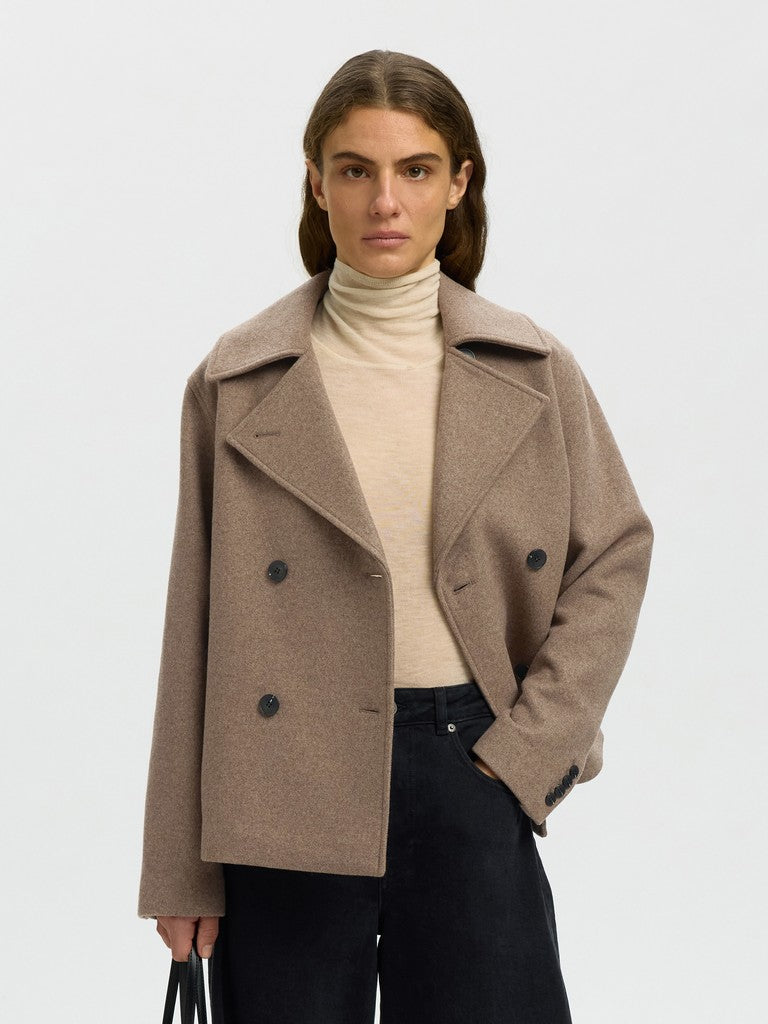 Selected Femme naisten villakangastakki Zia-Alma Wool Blend Jacket, Fallen Rock Melange