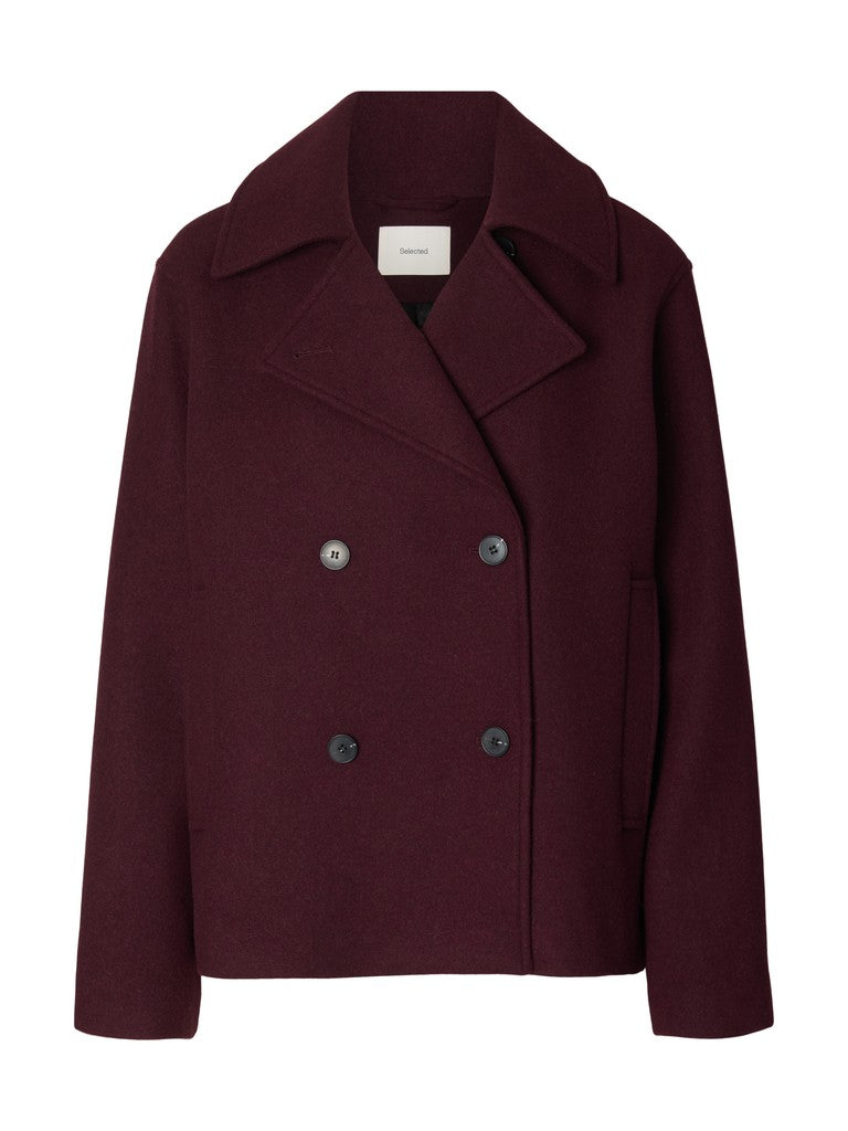 Selected Femme naisten villakangastakki Zia-Alma Wool Blend Jacket, Tawny Port Melange