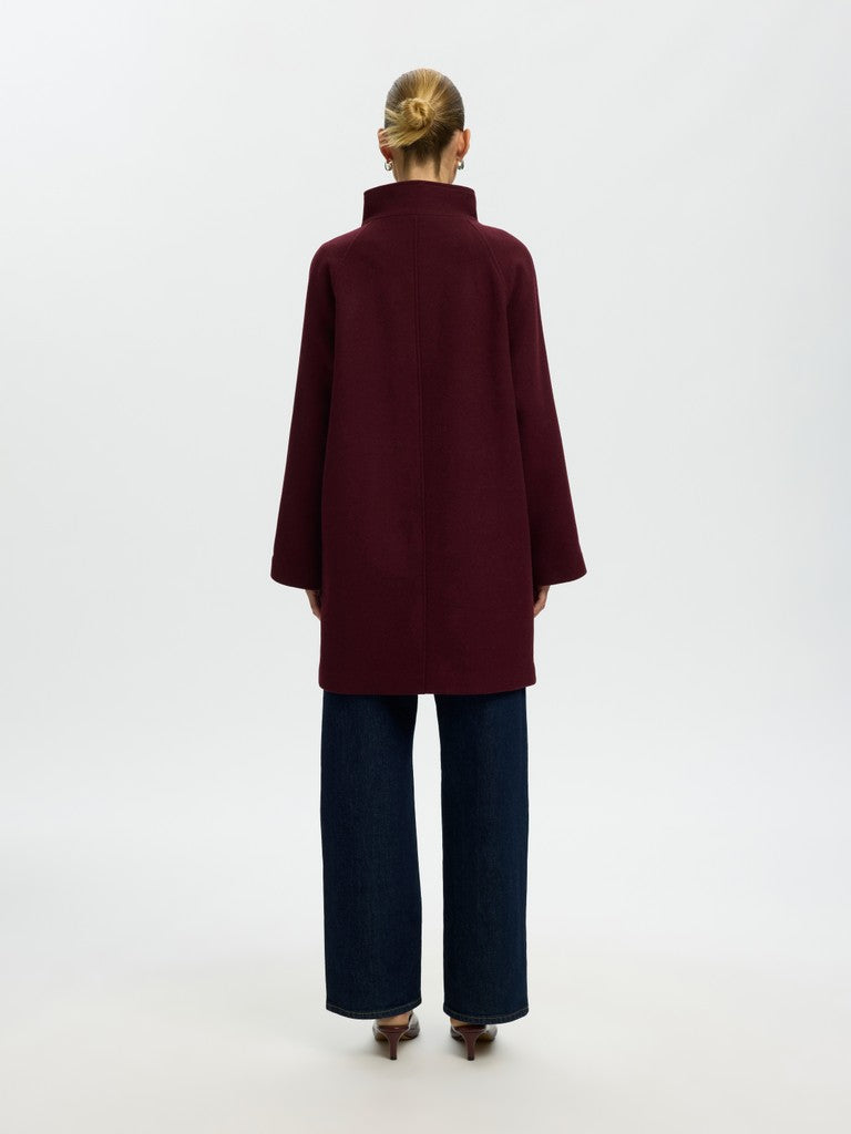 Selected Femme naisten Villakangastakki Zia-Vinni Wool Blend Coat, Tawny Port Melange