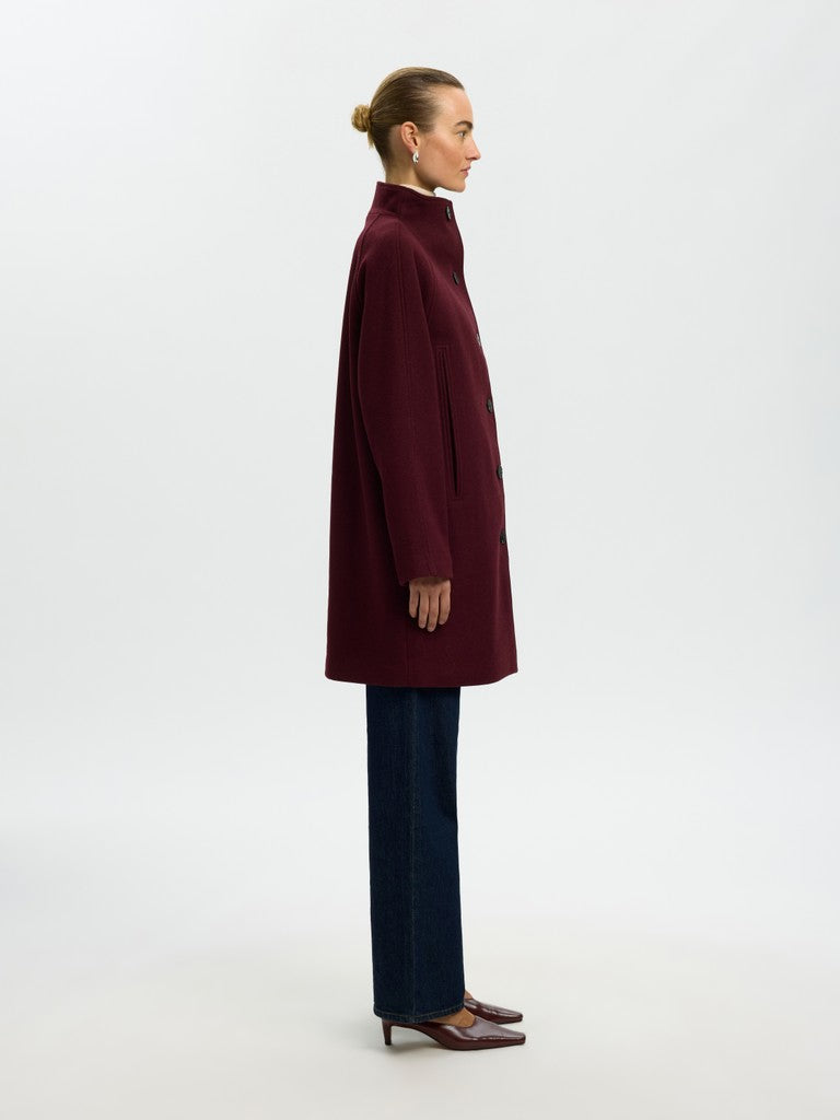 Selected Femme naisten Villakangastakki Zia-Vinni Wool Blend Coat, Tawny Port Melange