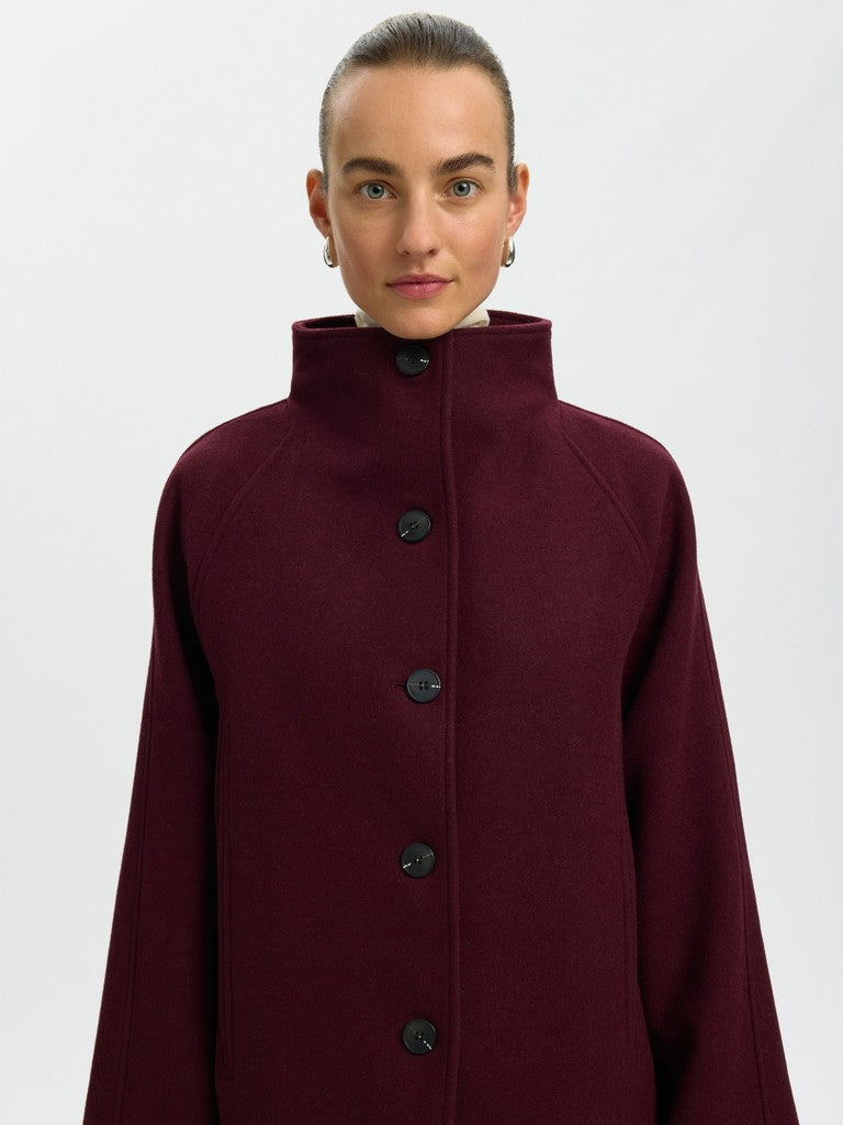 Selected Femme naisten Villakangastakki Zia-Vinni Wool Blend Coat, Tawny Port Melange