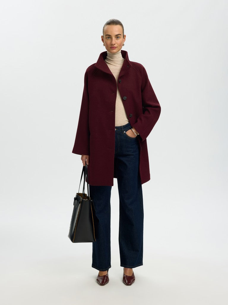 Selected Femme naisten Villakangastakki Zia-Vinni Wool Blend Coat, Tawny Port Melange