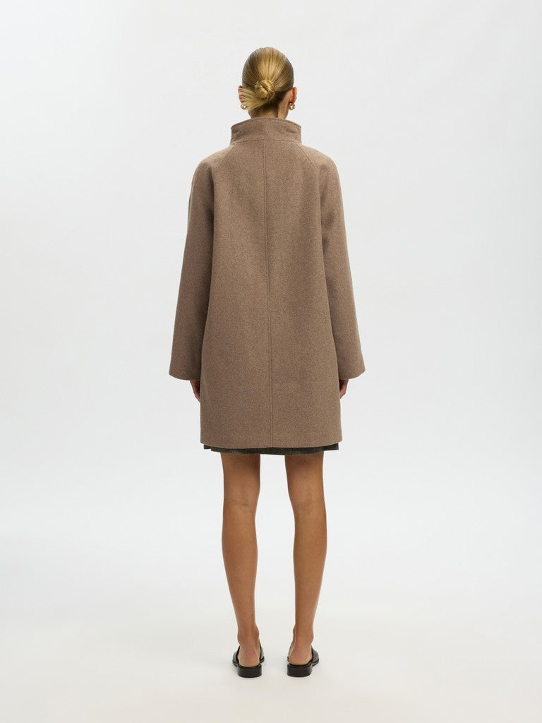 Selected Femme naisten villakangastakki Zia-Vinni Wool Blend Coat, Fallen Rock Melange