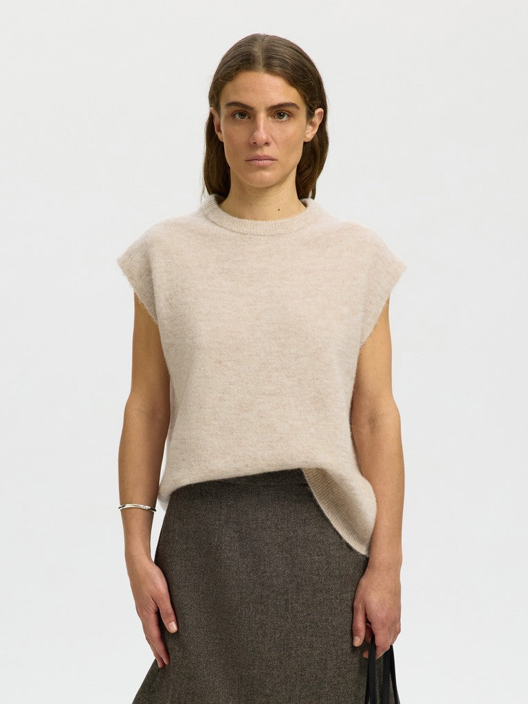 Selected Femme naisten neuleliivi Lulu Sl Knit Vest, Birch Melange