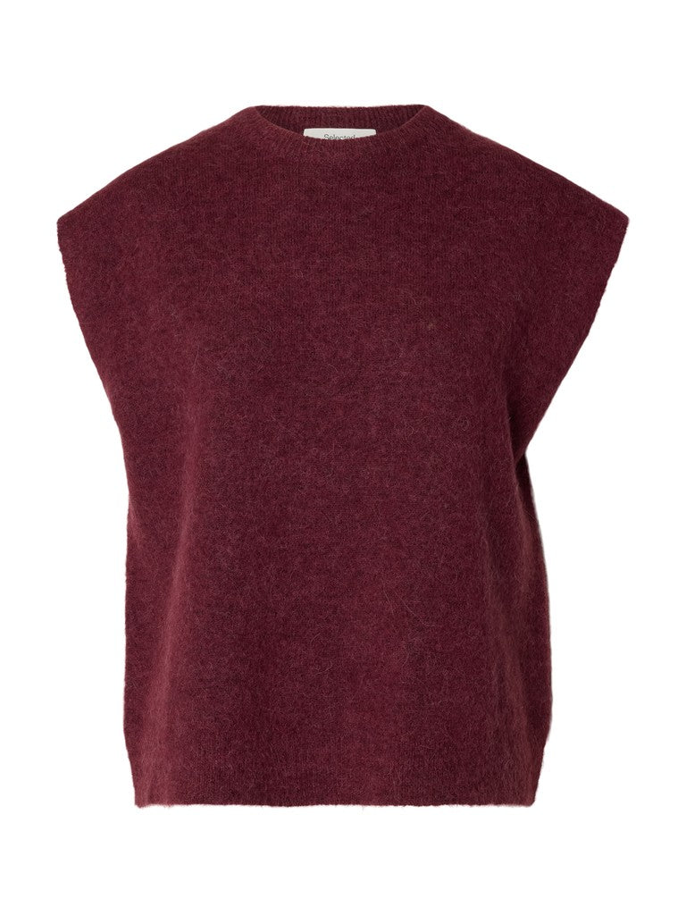 Selected Femme naisten neuleliivi Lulu Sl Knit Vest, Tawny Port Melange