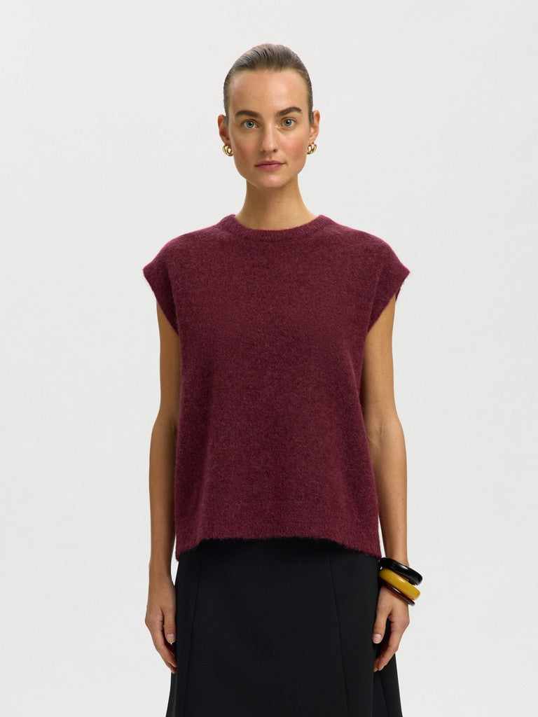 Selected Femme naisten neuleliivi Lulu Sl Knit Vest, Tawny Port Melange