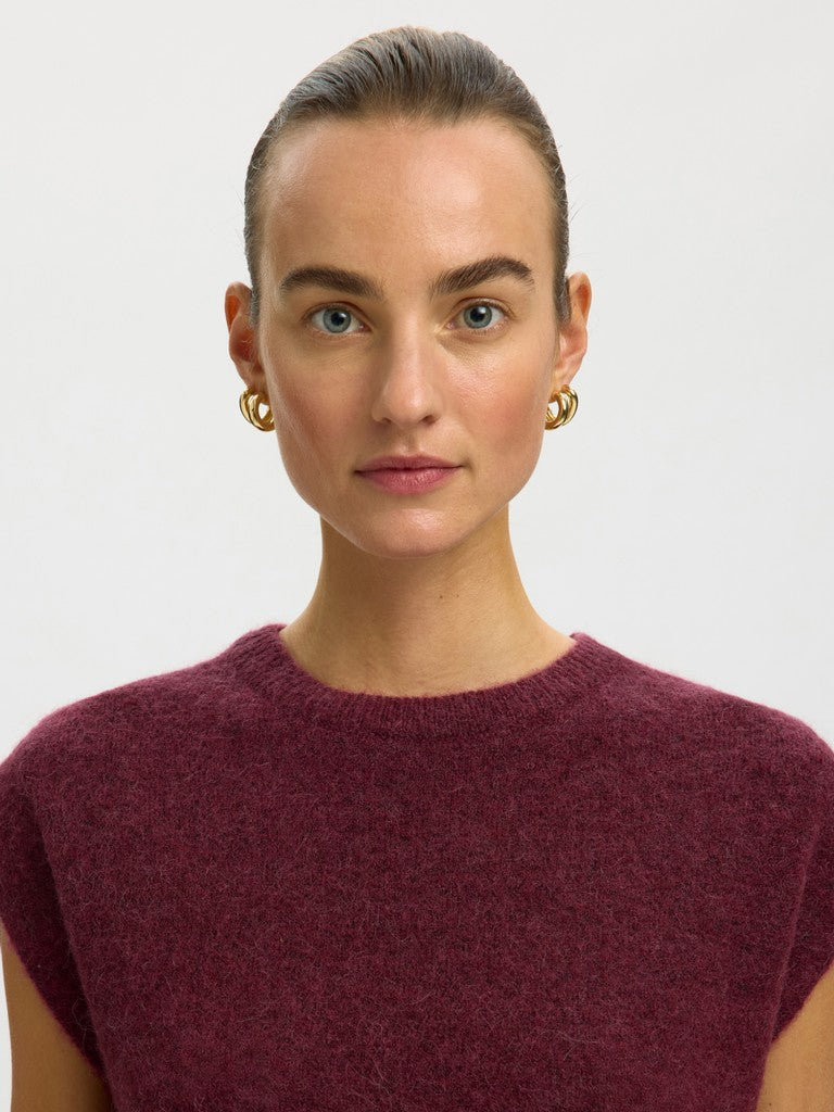 Selected Femme naisten neuleliivi Lulu Sl Knit Vest, Tawny Port Melange