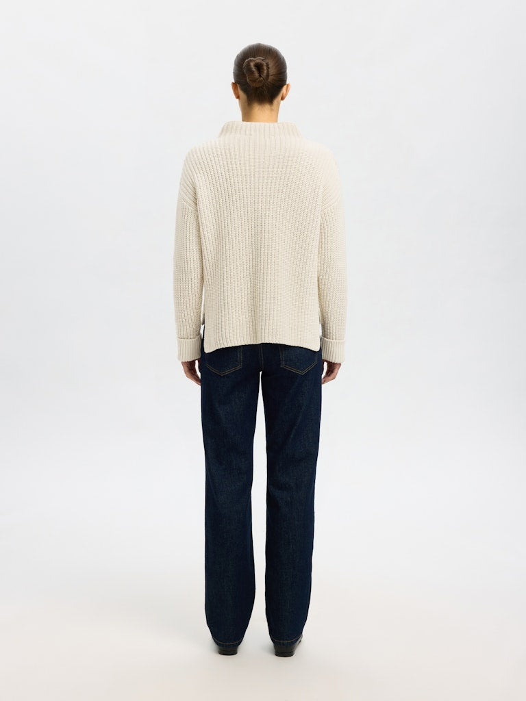 Selected Femme naisten neulepusero SLFSELMA SUS LS KNIT PULLOVER NOOS, Birch