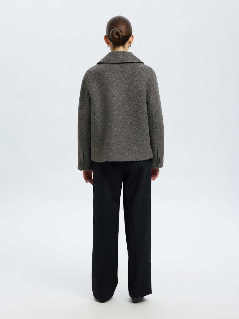 Selected Femme naisten villakangastakki Alma Boucle Wool Blend Jacket, Medium Grey Melange