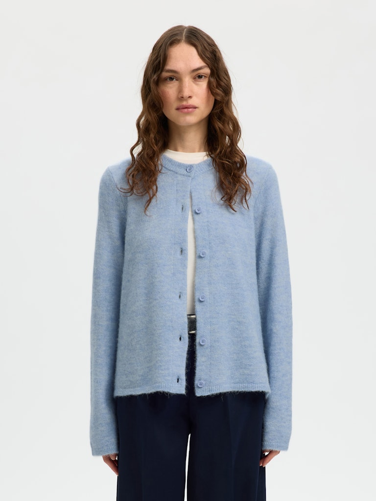 Selected Femme naisten neuletakki SLFLULU NEW LS KNIT CARDIGAN, Cashmere Blue Melange
