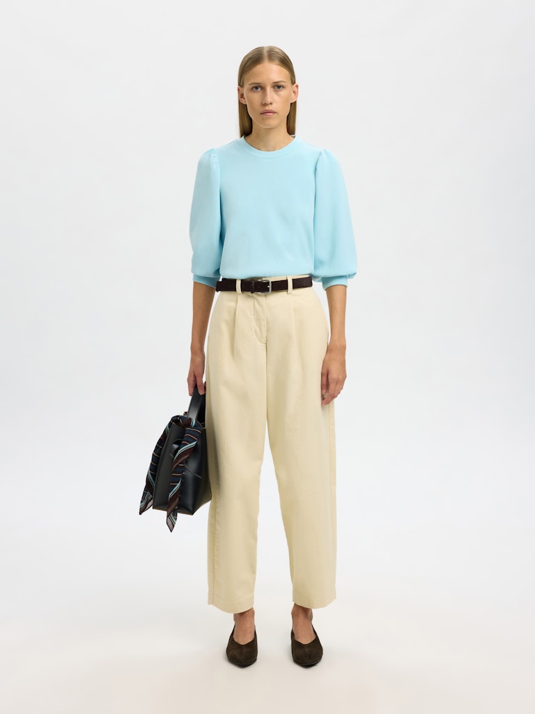 Selected Femme Naisten Pusero SLFTENNY 3/4 SWEAT TOP NOOS, Blue Glow