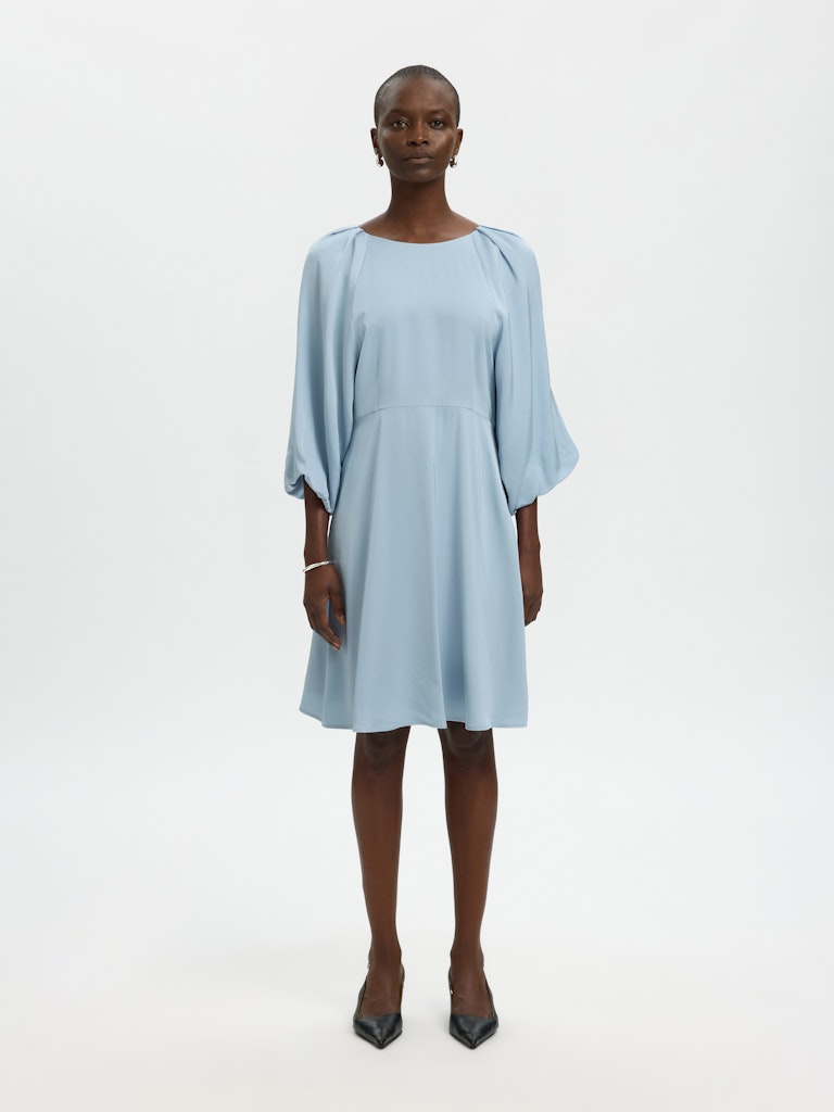 Selected Hemme naisten mekko SLFLaurina 3/4 Short Dress Noos, Dusty Blue