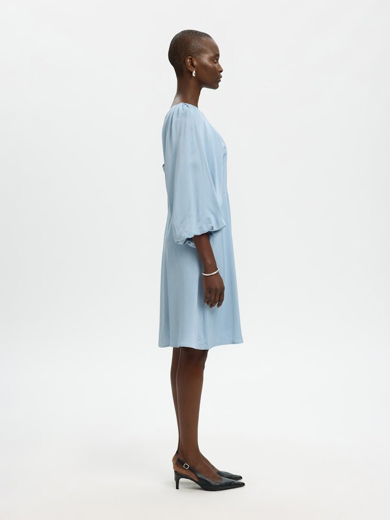 Selected Hemme naisten mekko SLFLaurina 3/4 Short Dress, Dusty Blue