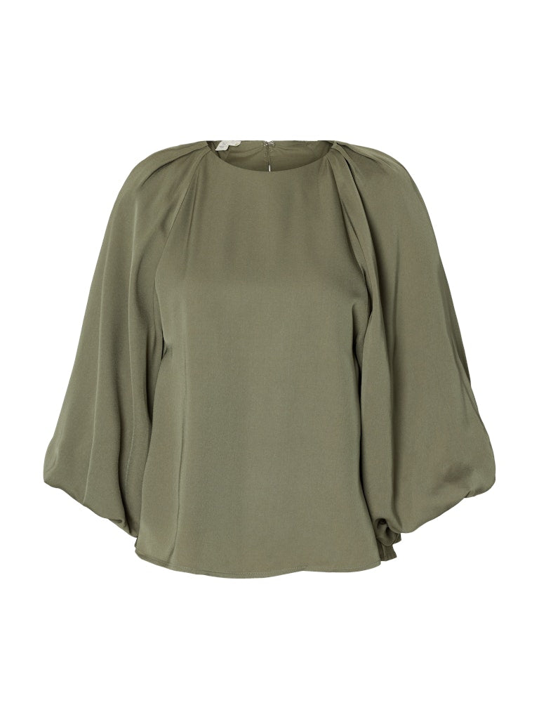 Selected Hemme naisten pusero SLFLaurina 3/4 Top noos, Deep Lichen Green