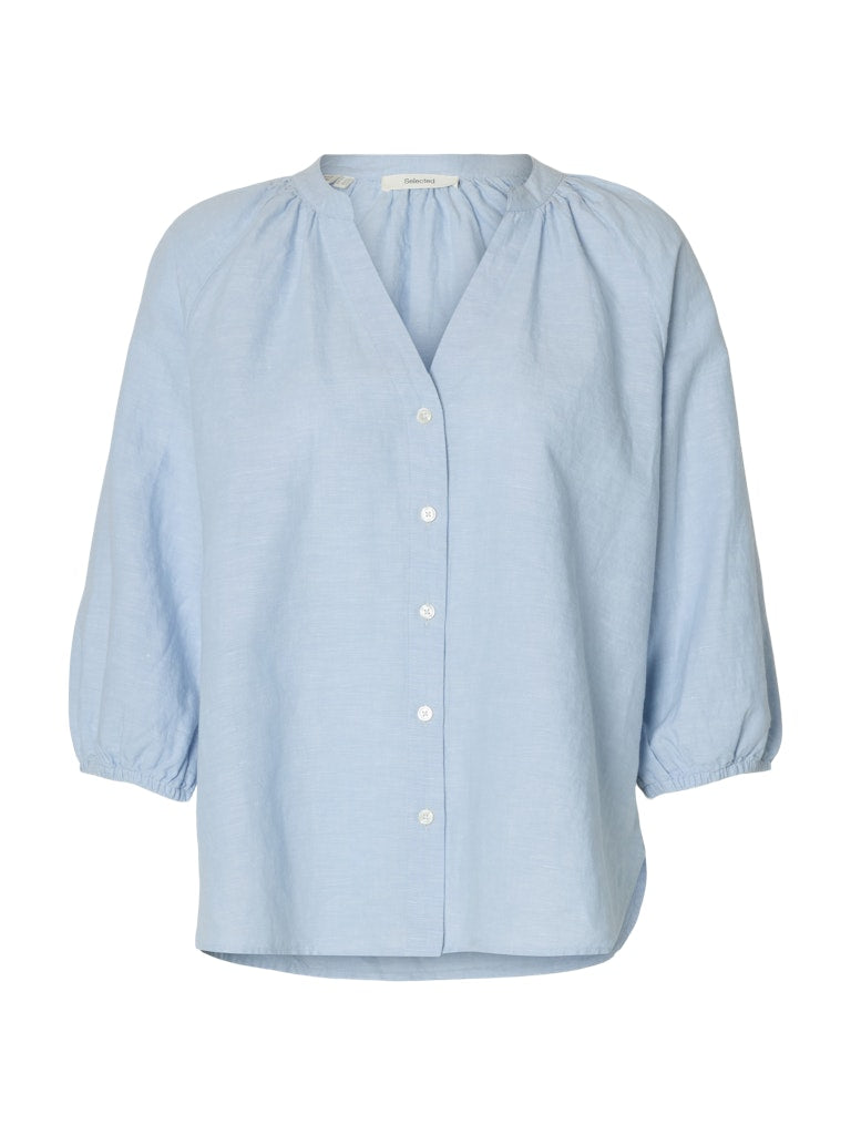 Selected Femme naisten pusero SLFCleo-Alberta Linen Blend Shirt, vaaleansininen