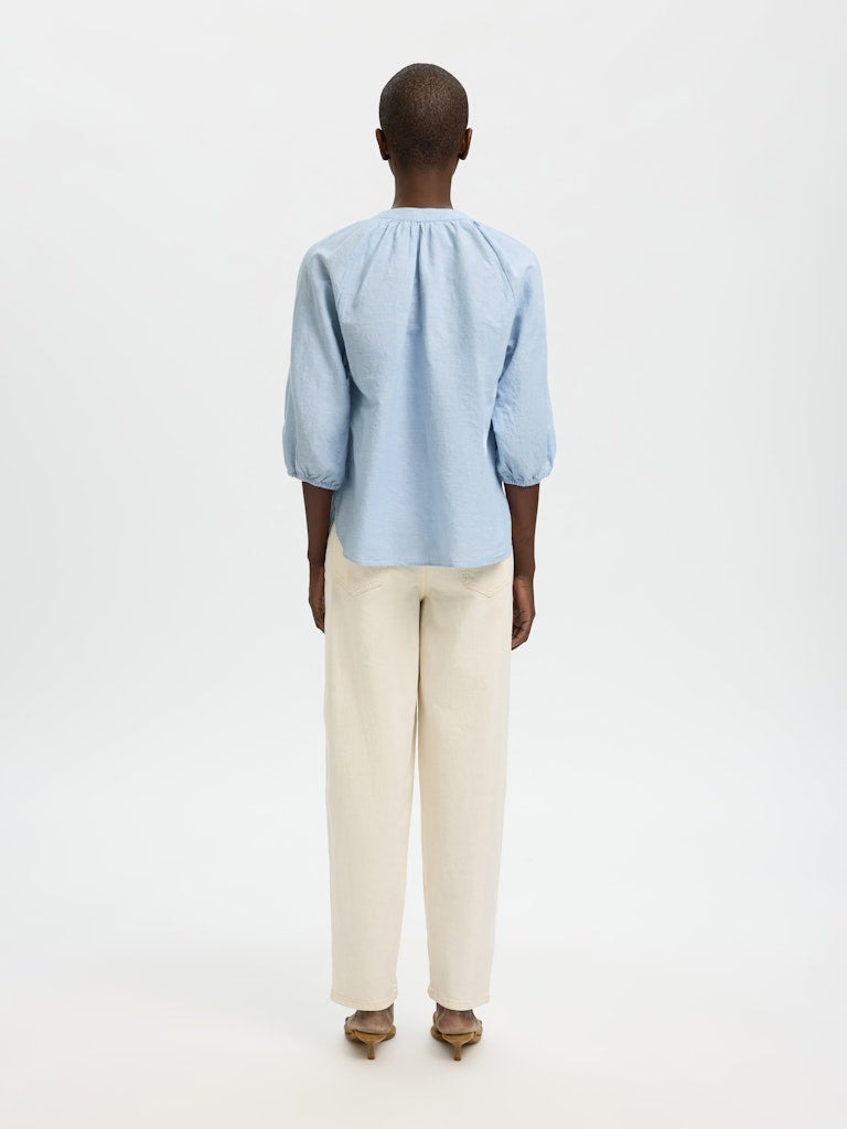 Selected Femme naisten pusero SLFCleo-Alberta Linen Blend Shirt, vaaleansininen