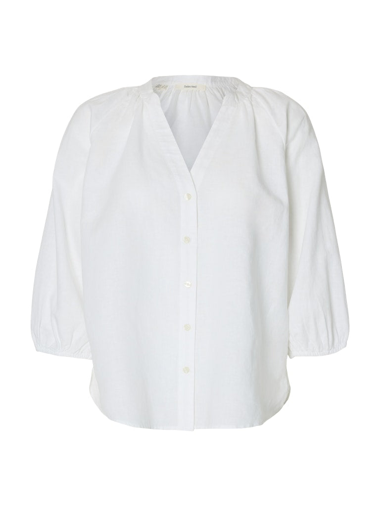 Selected Femme naisten pusero SLFCleo-Alberta Linen Blend Shirt, valkoinen